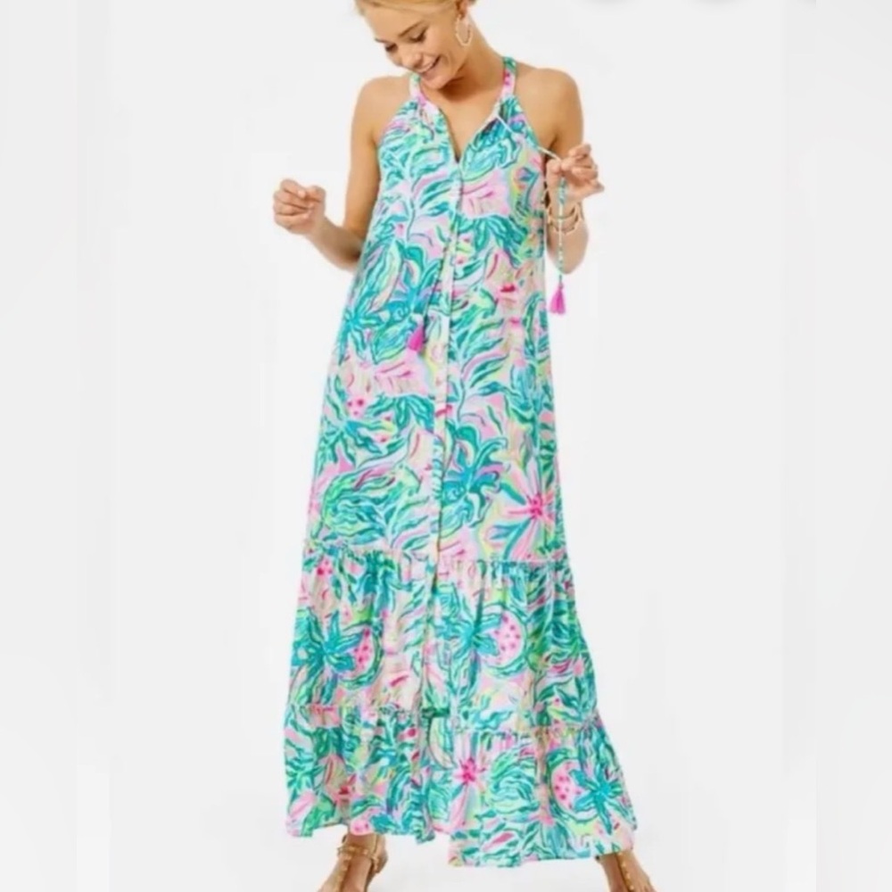 Lilly Pulitzer Luliana Swing Maxi Dress XXS Multi One in a Million